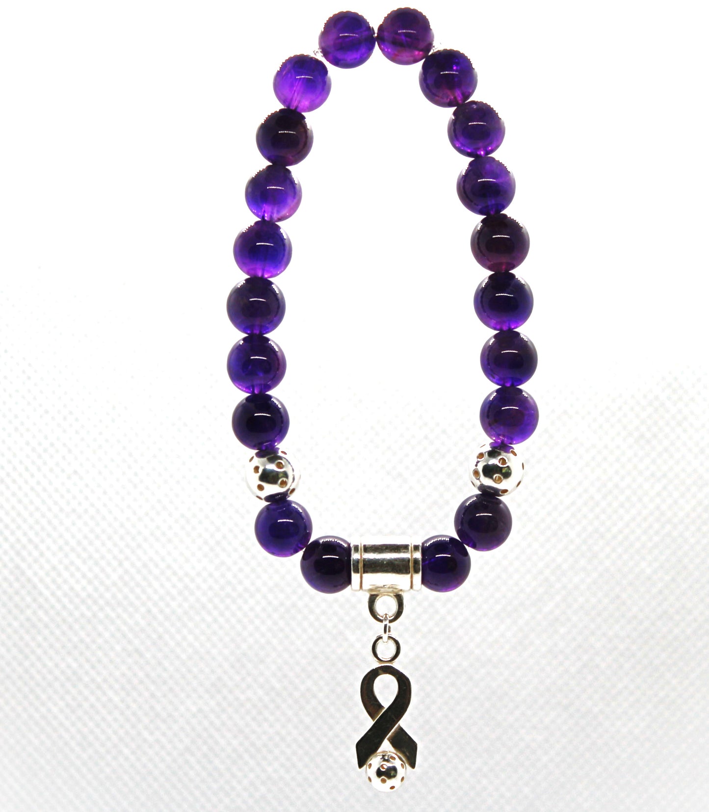 Courage - Women's Amethyst & 925 Pickleball Ribbon Bracelet